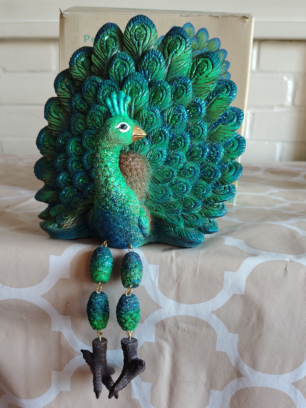 Vintage Peacock Shelf Sitter Cracker Barrel Decor